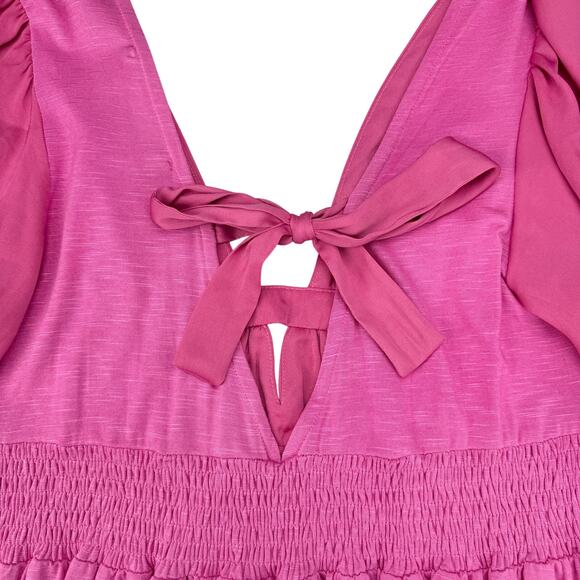 NWT DOLAN Anthropologie Cut-Out V-Neck Peplum Top Sz Small Pink - Picture 7 of 7